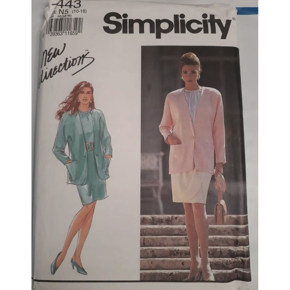 Simplicity 7443 Sewing Pattern Blouse Skirt Jacket Size 10-18 Uncut Vintage 1991